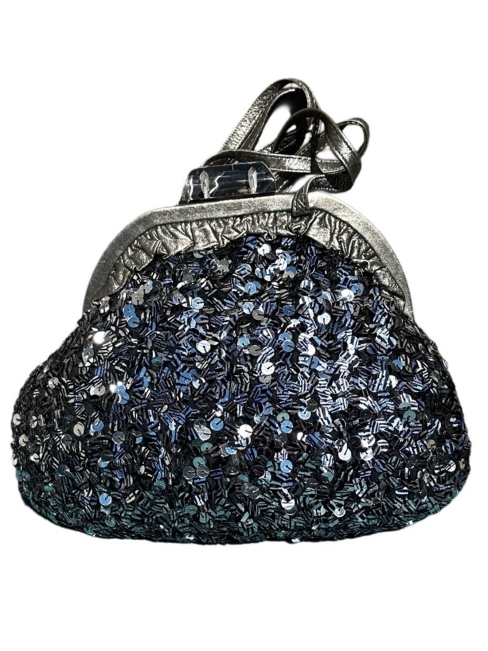 ROSE ARONIN FOR ROSEENI 80’s Sequined Silver Gold Evening Clutch Crossbody Bag